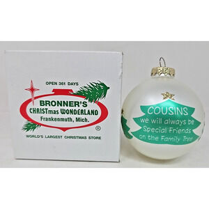 Cousins Will Always Be Friends Ornament Glass Blown Hungary in Box U215